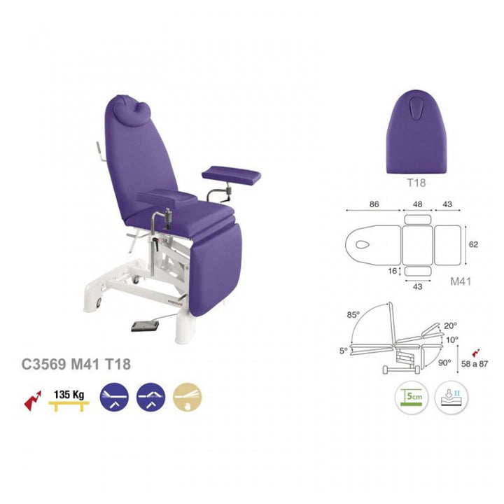 C3569 fauteuil de prélèvement électrique en 3 plans - Medigam