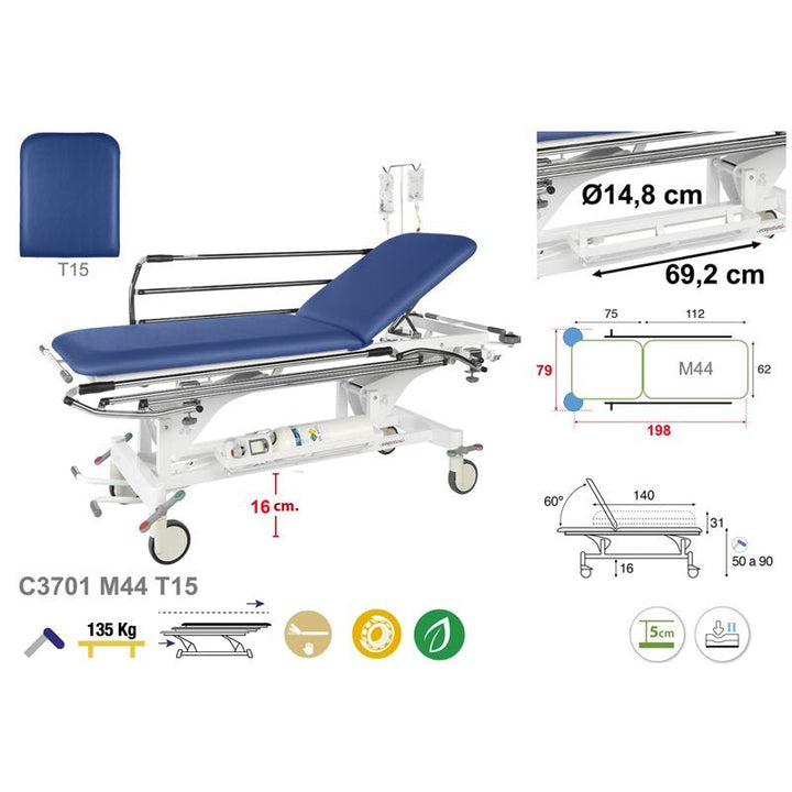 C3701 Ecopostural table de massage hydraulique en 2 plans - Medigam