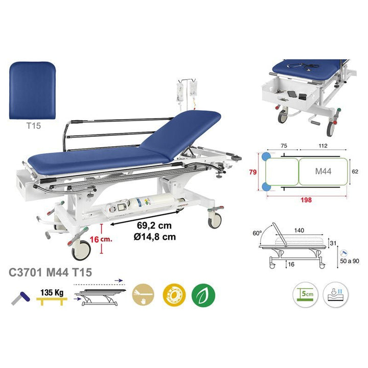 C3701 Ecopostural table de massage hydraulique en 2 plans - Medigam