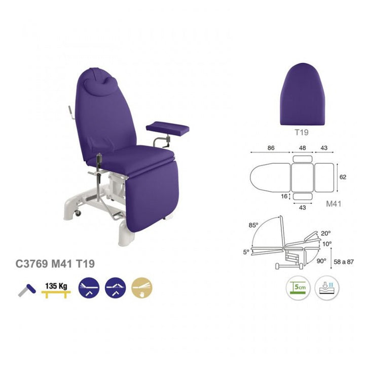 C3769 fauteuil de prélèvement en 3 plans - Medigam