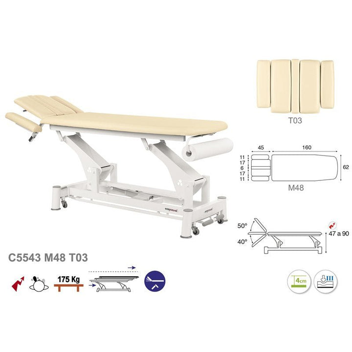 C5543 Ecopostural table de massage électrique en 2 plans - Medigam