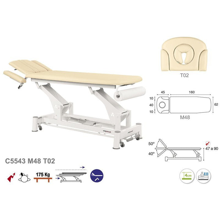 C5543 Ecopostural table de massage électrique en 2 plans - Medigam