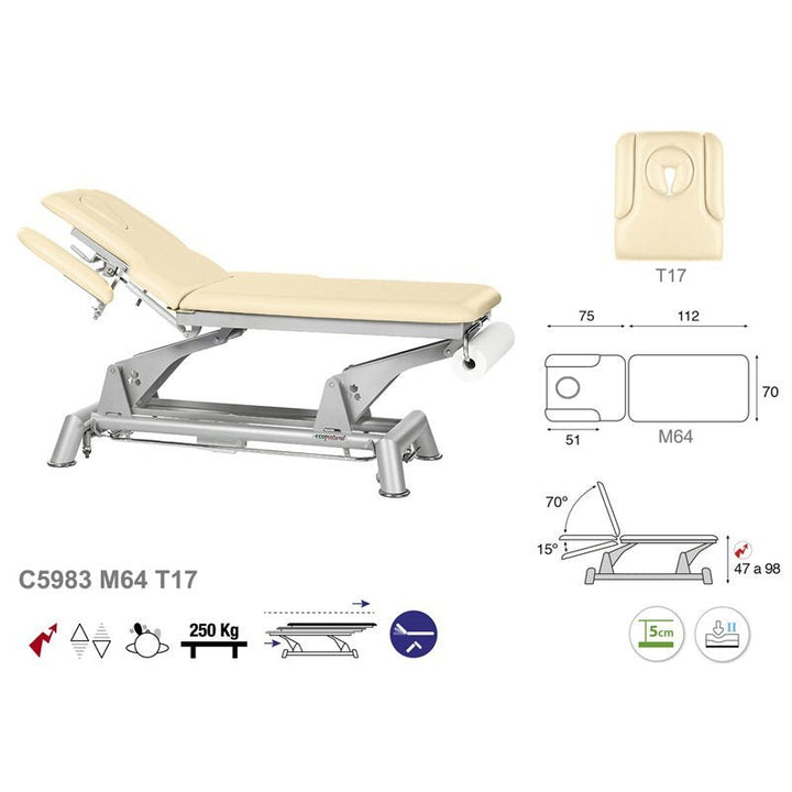 C5983 Ecopostural table de massage électrique en 2 plans - Medigam