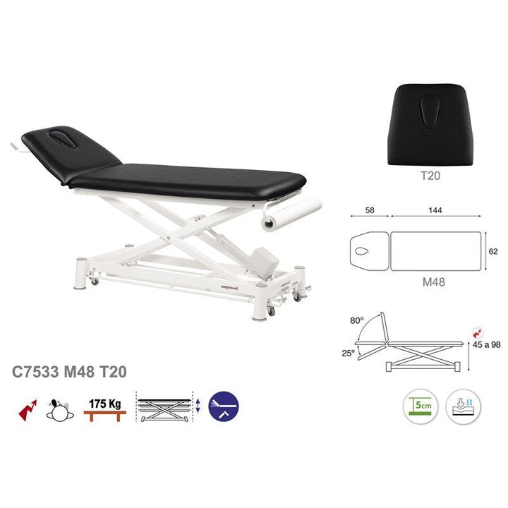 C7533 Ecopostural table de massage électrique en 2 plans - Medigam