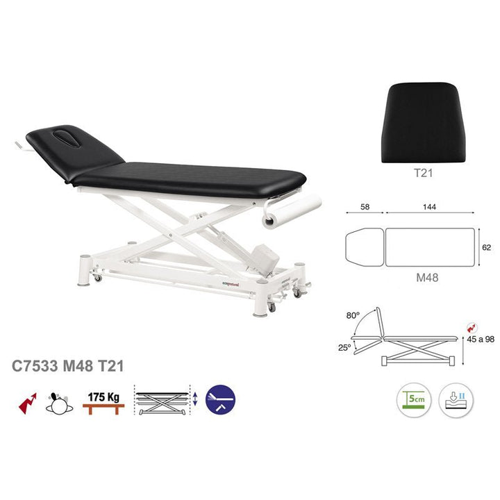 C7533 Ecopostural table de massage électrique en 2 plans - Medigam