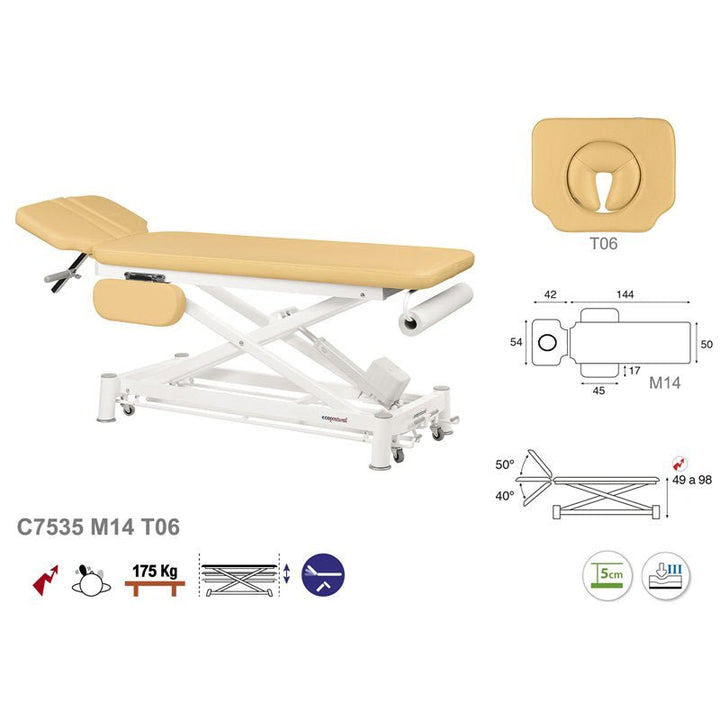 C7535 Ecopostural table de massage électrique en 2 plans - Medigam