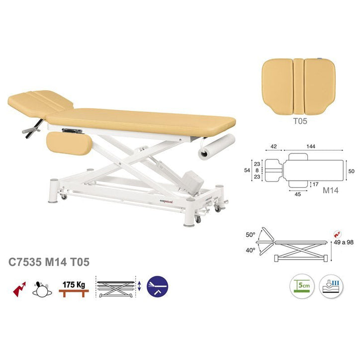 C7535 Ecopostural table de massage électrique en 2 plans - Medigam