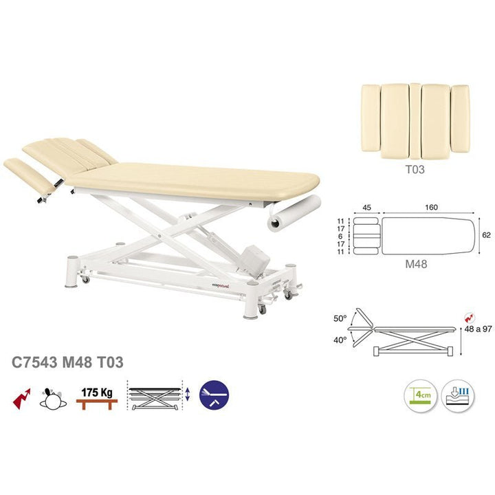 C7543 Ecopostural table de massage électrique en 2 plans - Medigam