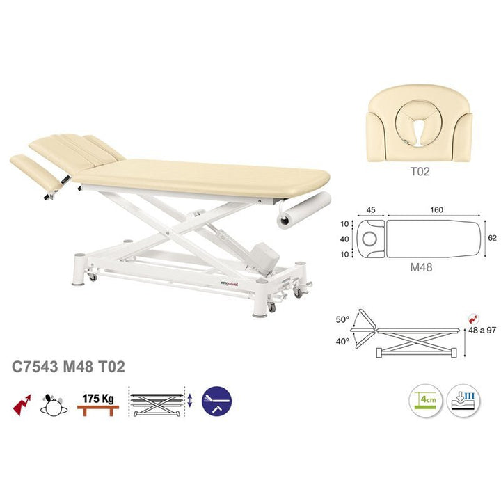 C7543 Ecopostural table de massage électrique en 2 plans - Medigam