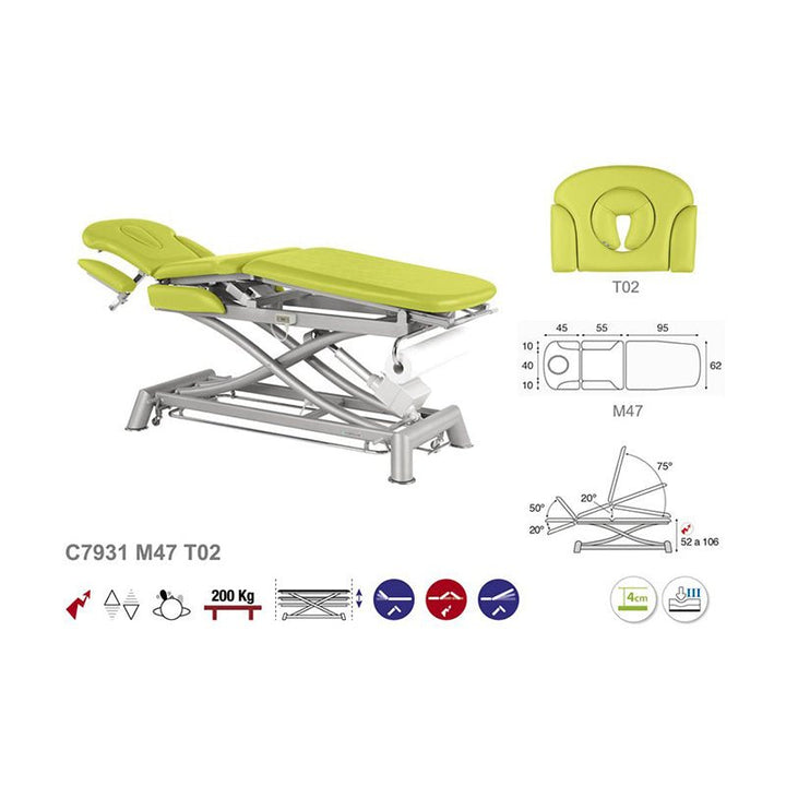 C7931 Ecopostural table de massage électrique en 3 plans - Medigam