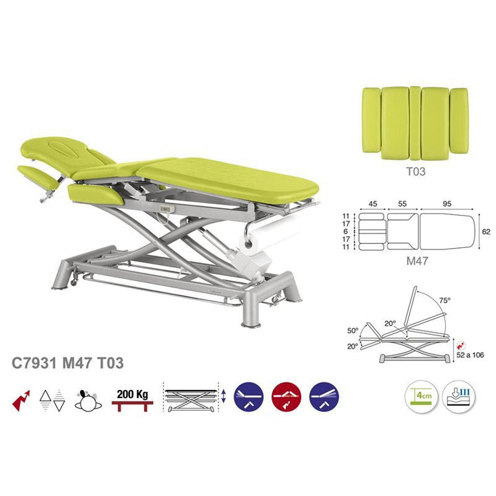 C7931 Ecopostural table de massage électrique en 3 plans - Medigam