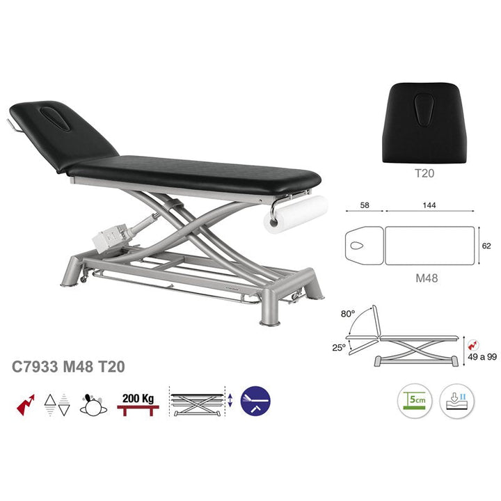 C7933 Ecopostural table de massage électrique en 2 plans - Medigam