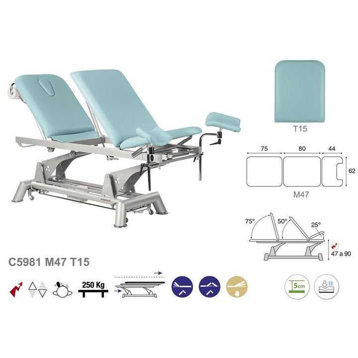 Table de gynécologie en 3 plans Ecopostural C5981 - Medigam