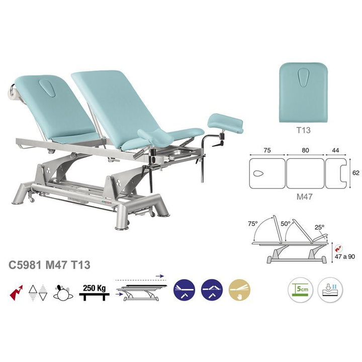 Table de gynécologie en 3 plans Ecopostural C5981 - Medigam