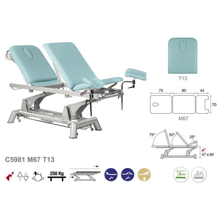 Table de gynécologie en 3 plans Ecopostural C5981 - Medigam