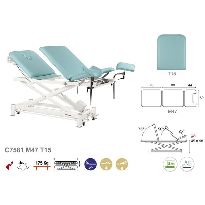 Table de gynécologie en 3 plans Ecopostural C7581 - Medigam