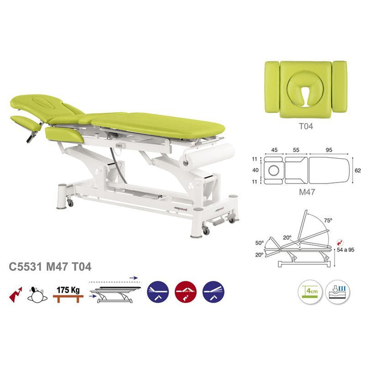 Table de massage électrique en 3 plans Ecopostural C5531 - Medigam