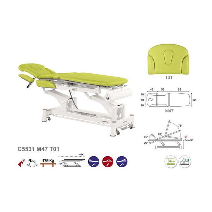 Table de massage électrique en 3 plans Ecopostural C5531 - Medigam