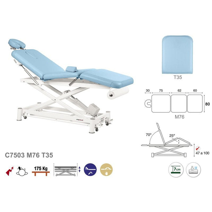 Table de massage électrique en 3 plans Ecopostural C7503 - Medigam