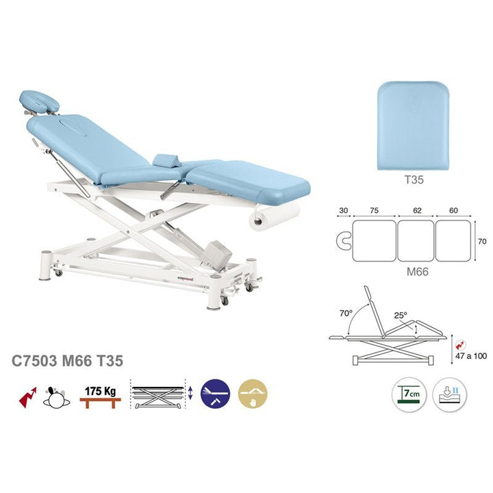 Table de massage électrique en 3 plans Ecopostural C7503 - Medigam