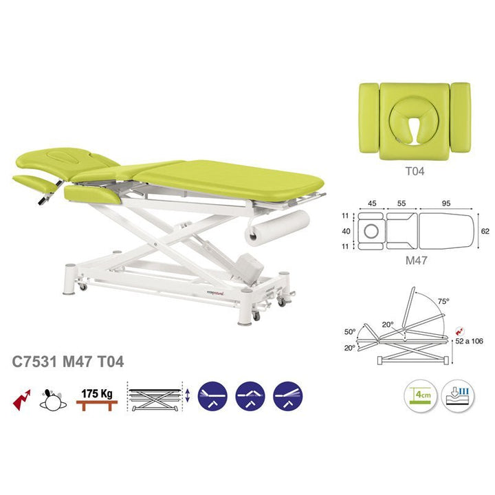 Table de massage électrique en 3 plans Ecopostural C7531 - Medigam