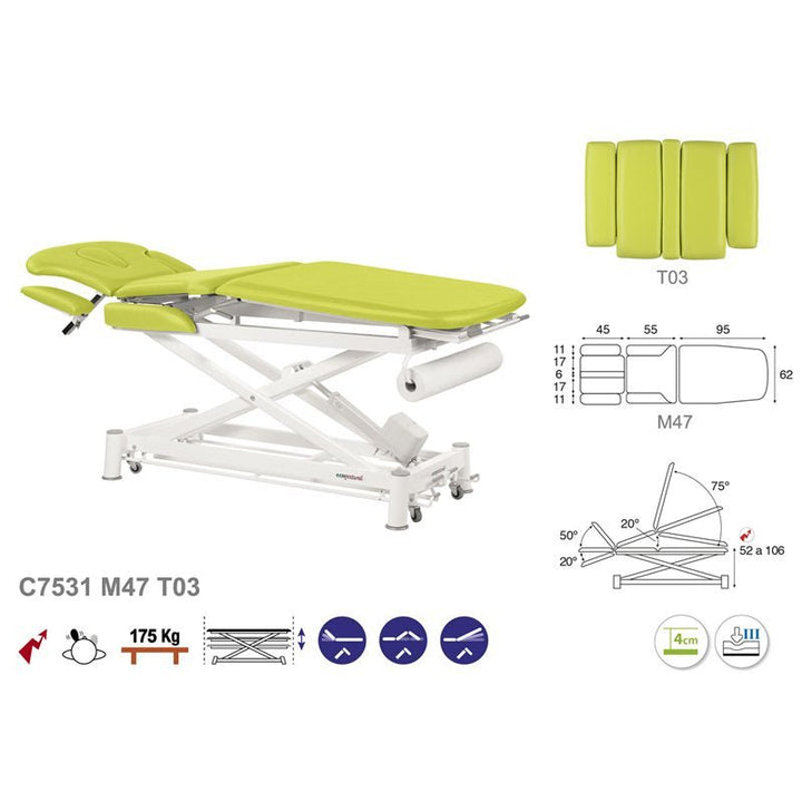 Table de massage électrique en 3 plans Ecopostural C7531 - Medigam