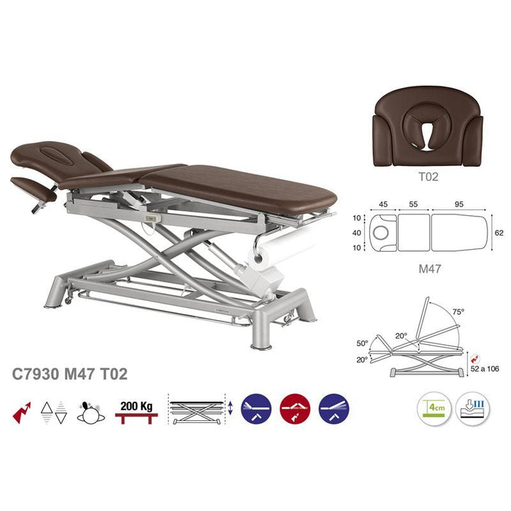 Table de massage électrique en 3 plans Ecopostural C7930 - Medigam