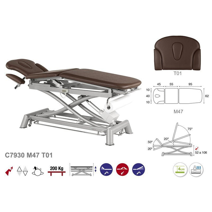 Table de massage électrique en 3 plans Ecopostural C7930 - Medigam