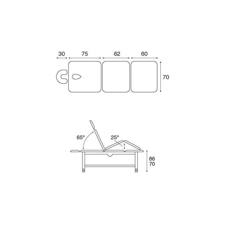 Table de massage fixée en 2 plans Ecopostural C3249W - Medigam