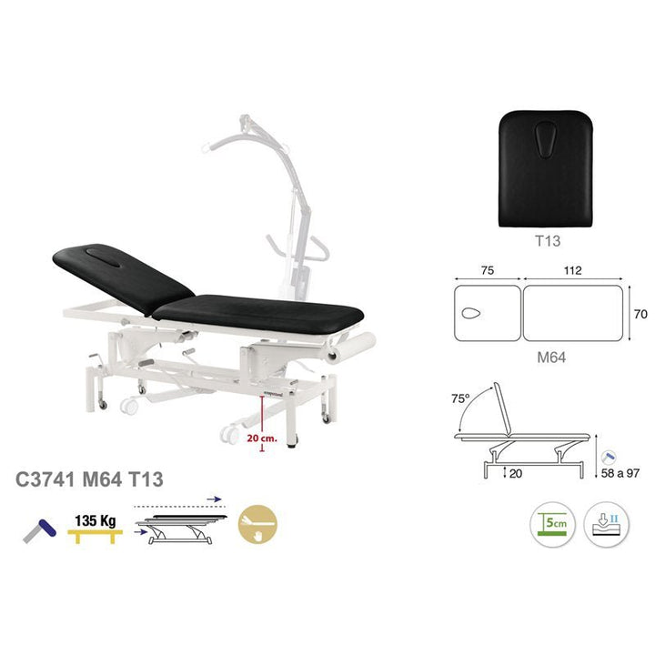 Table de massage hydraulique en 2 plans Ecopostural C3741 - Medigam